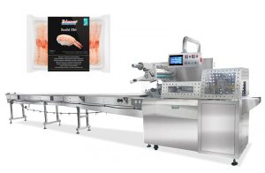 Mesin Pembungkus Aliran Otomatis Untuk Daging Beku / Ikan / Makanan Laut